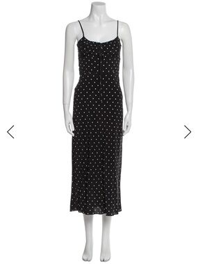 Realisation Par silk Claudia Schindler Black and White Polka Dot Midi Slip Dress